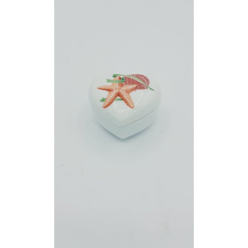 VINTAGE OTAGIRI JAPAN "SEAVIEW" HEART SHAPED TRINKET DISH STARFISH & SEASHELL